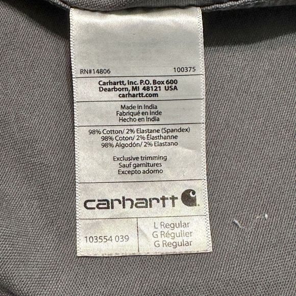 Carhartt Shirt Large Mens Long Sleeve Relaxed Fit Pocketed Western Grey Workwear - Picture 7 of 11